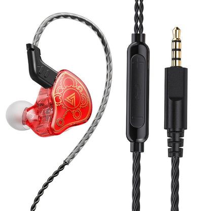 QKZ Hi7T Transparent Dynamic Resin Wired Earphones DJ Monitor HiFi Stereo Heavy Bass for Bedside Audio, Alarms and Room Entertainment