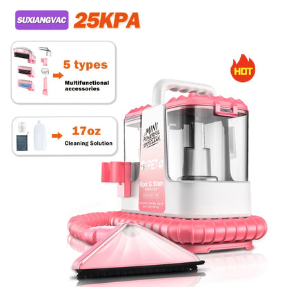 Portable Carpet Cleaner 25Kpa Upholstery Cleaner Machine with Dual Brush Heads Self-Cleaning for Entryways, Bedrooms and Living Spaces