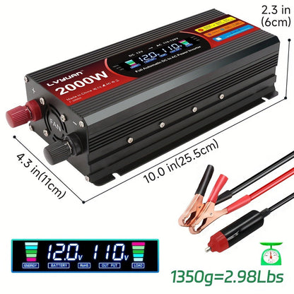 Multi-Format Car Power Inverter with 200W, 1000W or 3000W Labels in Red and Black Options for Vehicles