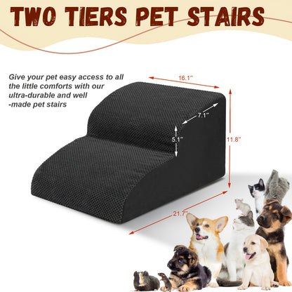 Dog Stairs for High Beds & Sofas – 2/3/4 Step Memory Foam Pet Steps with Non-Slip Bottom, Washable Cover & Textured Surface