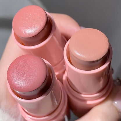 Matte Cream Blush Stick Set 3pcs Multifunctional, Waterproof Non-Greasy Formula, Blendable Color for Cheeks Lips & Eyes