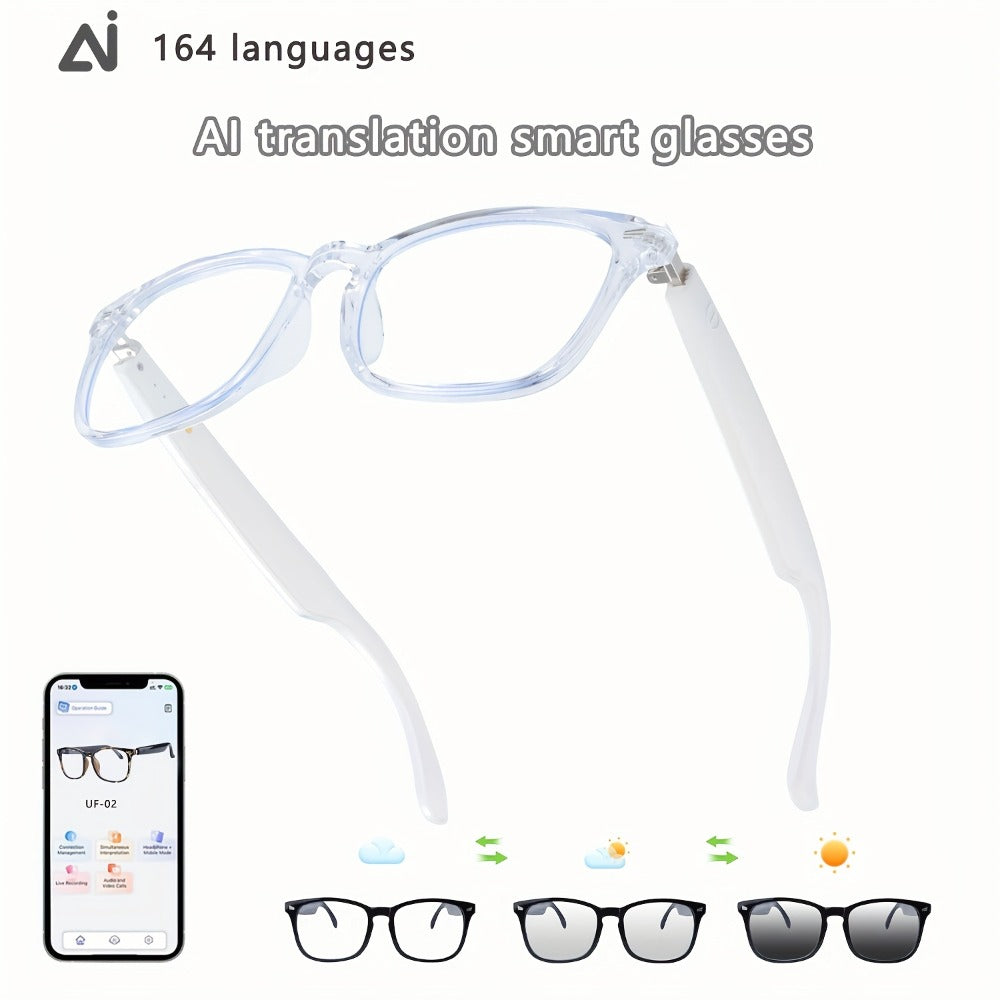 Smart Glasses 160-Language Translation Eyewear with Open-Ear Audio and 19 Photochromic Frame Options