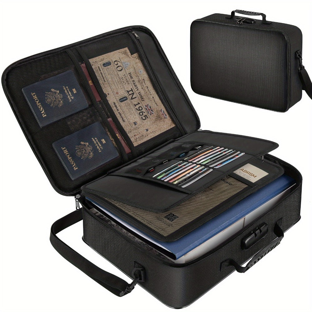 Fireproof Document Bag with Combination Lock - 17x11.8x5 Inch File Organizer, 2000°F Fireproof