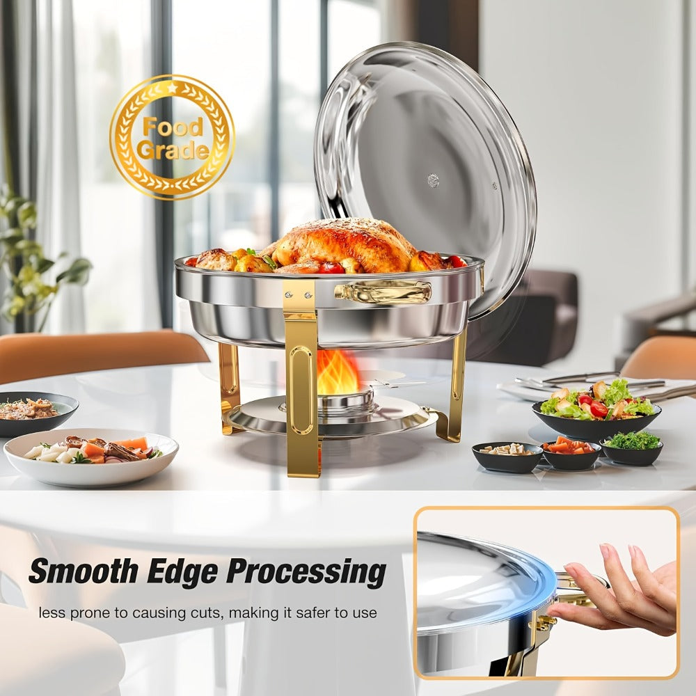 Chafing Dish Buffet Set Stainless Steel Food Warmer 6QT Round Chafer for Catering Events Parties Weddings Banquets