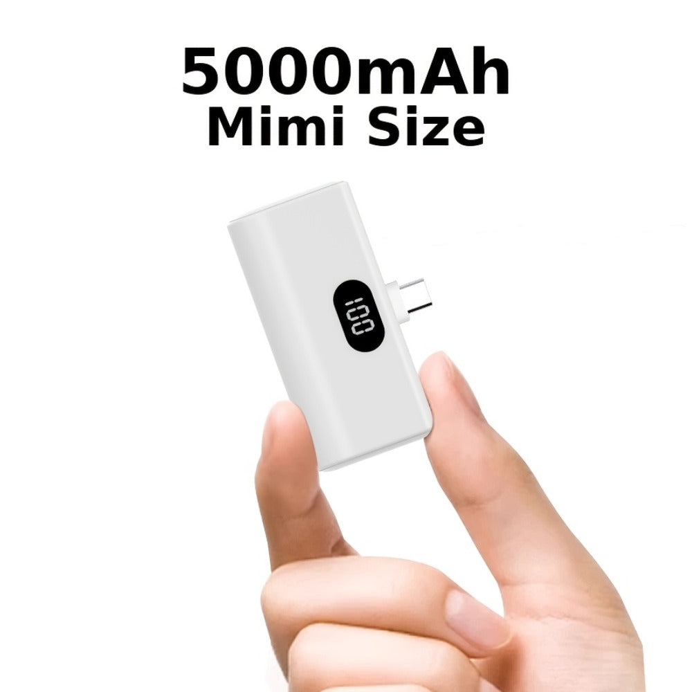Power Bank 5000mAh Mini with Foldable USB-C Plug, 10W Listed Charging and Digital Display Pack