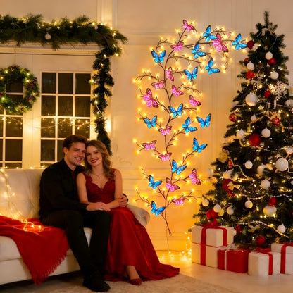 Cherry Blossom LED Fairy Lights USB Powered, 96-Light Faux Floral Garland, Dimmable & Cool White