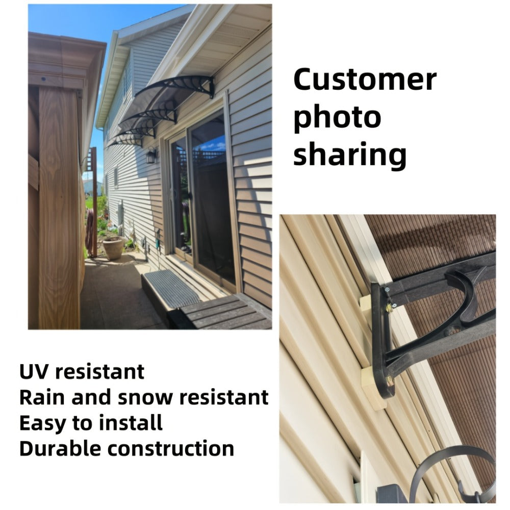 Door Window Awning Canopy 120x38 Inch Polycarbonate Rain Sun UV Snow Shield with Aluminum for Entryways, Bedrooms and Living Spaces