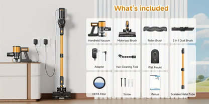 Cordless Stick Vacuum Cleaner 60Kpa 55-Min Runtime - Anti-Tangle Handheld Vacuum for Hardwood for Entryways, Bedrooms and Living Spaces