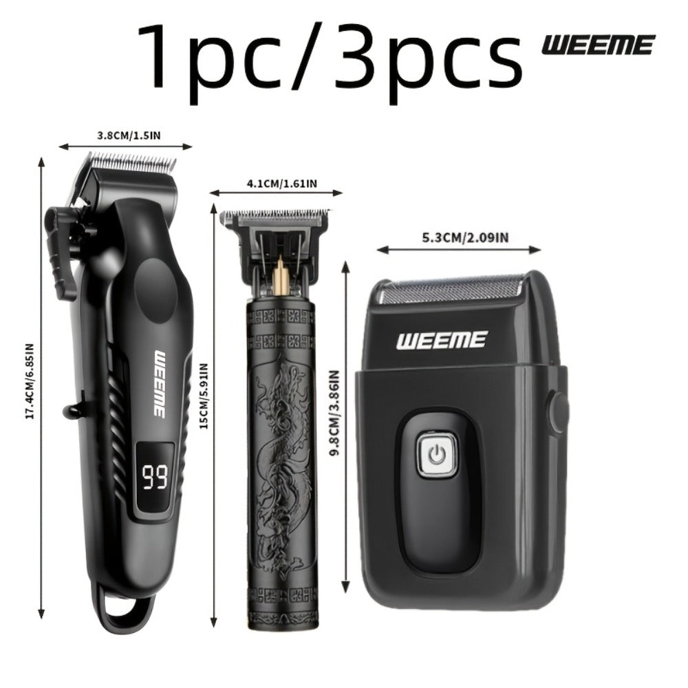 3-in-1 Hair Clipper Grooming Kit for Men – WEEME USB Rechargeable Cordless Beard Trimmer & Body Shaver Set, Home Barber Hair Cutting Kit