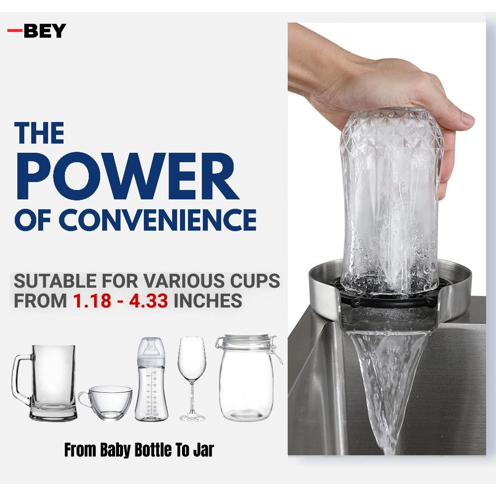 Glass Rinser for Sink – Stainless Steel Automatic Cup Washer & Bottle Cleaner Sink Attachment | Powerful Water Jets for Kitchen
