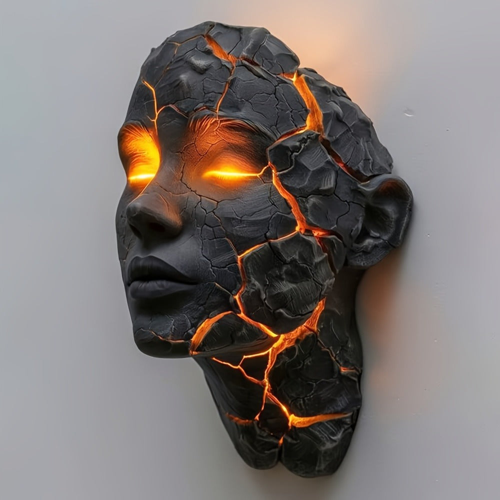 3D Wall Lamp Shattered LED Night Light Broken Face Moving Effect, Gothic Plug-In Wall Decor Light for Bedroom