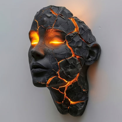 3D Wall Lamp Shattered LED Night Light Broken Face Moving Effect, Gothic Plug-In Wall Decor Light for Bedroom