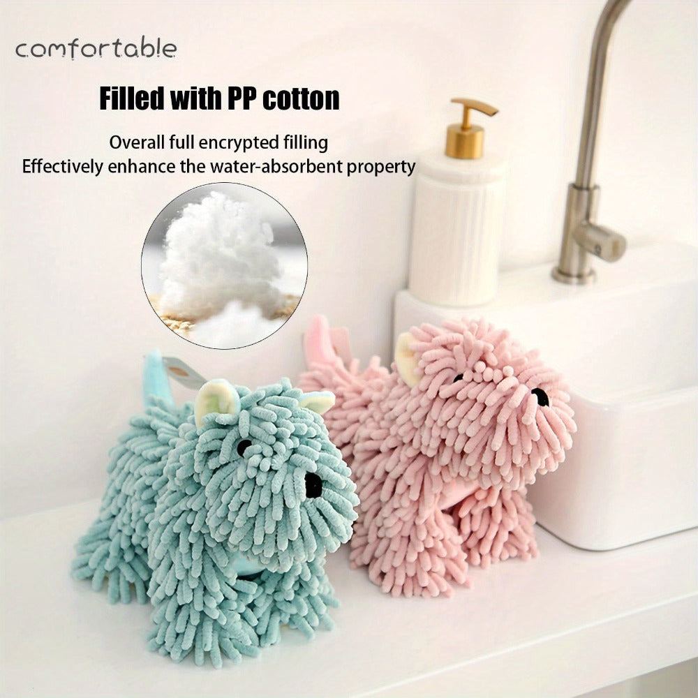 Microfiber Kitchen Towels Super Absorbent Cute Puppy Cartoon Design Dish Towels for Kitchen Bathroom Hand Towel Knit Fabric Quick Dry Blue