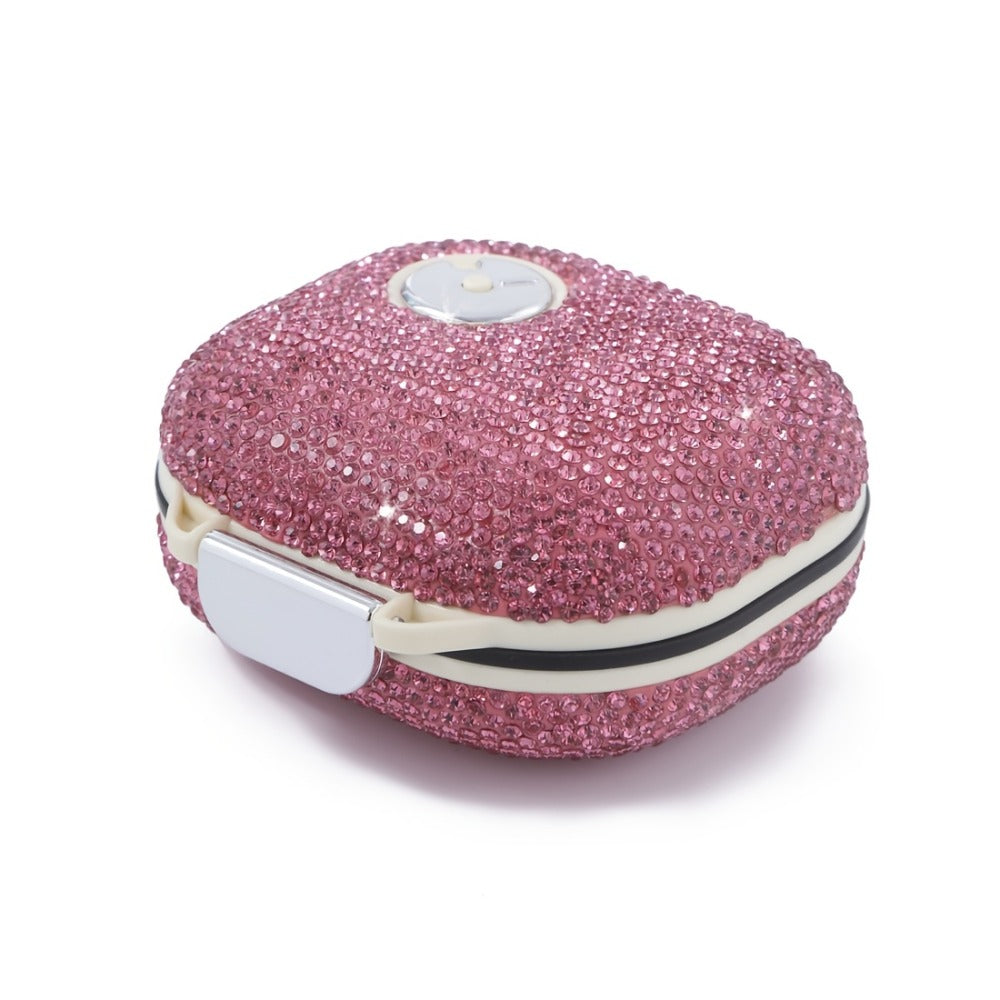 Seven-Compartment Travel Pill Organizer in Nine Square or Oblong Rhinestone Color Checkouts