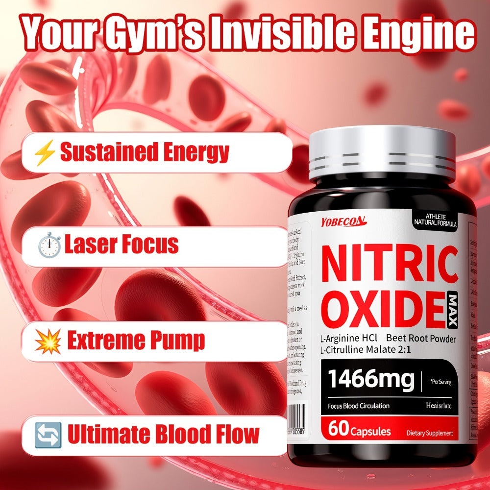 Nitric Oxide Supplement 10-in-1 with L-Arginine, L-Citrulline, AAKG & Beetroot - Blood Flow