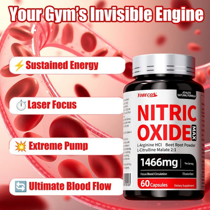Nitric Oxide Supplement 10-in-1 with L-Arginine, L-Citrulline, AAKG & Beetroot - Blood Flow