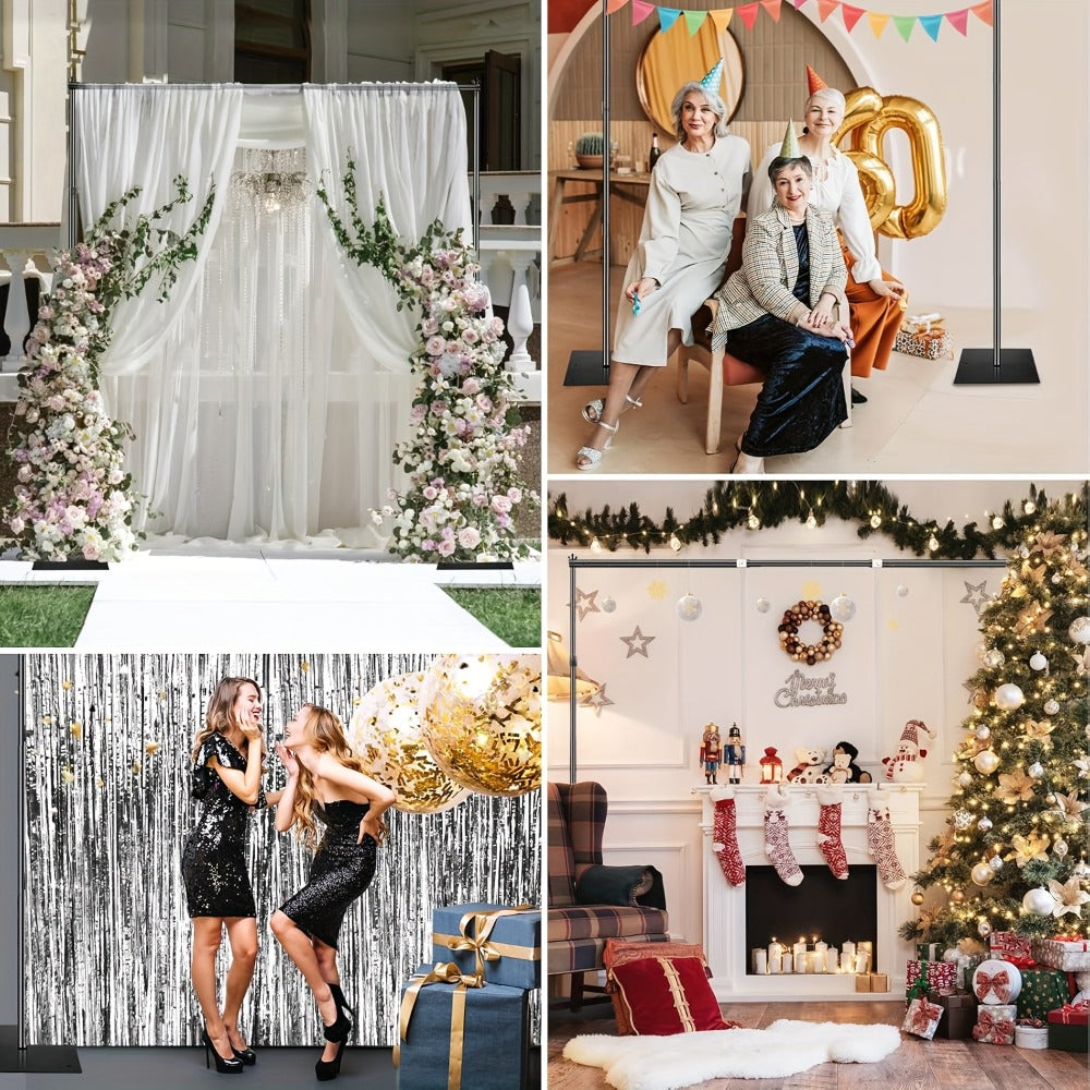 Backdrop Stand 10 x 6.5-Foot Metal Frame with Telescoping Uprights, Flat Feet and Round Ballast Bags