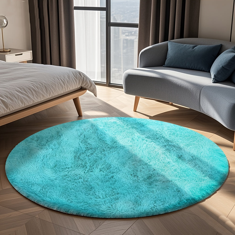 Area Rug Fluffy Faux-Fur Shag in Solid, Tie-Dye and Ombre Colors with Six available Room Sizes