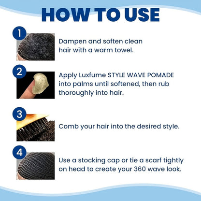 Wave Pomade 2-Pack Strong Hold & No Grease for Men – Easy Water Rinse, Perfect for Creating & Reinforcing 360 Waves