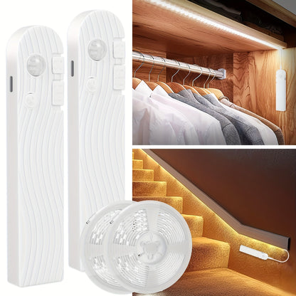 Motion Sensor LED Light Strip Kit with 16.4ft Strip, 2200mAh-Labeled Rechargeable Pack and One- or Two-Piece Options