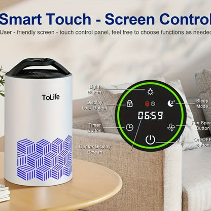 Air Purifier with H13 True HEPA Filter, 25dB Mode, Scent Diffuser and Black or White Finish