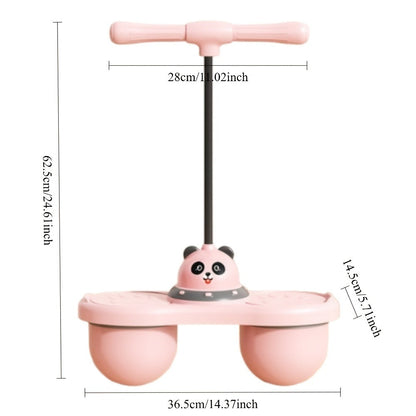 Kids Cartoon Panda Jumping Ball with Handle, Double Bouncy Ball Balance Training Toy, 24.6" Size