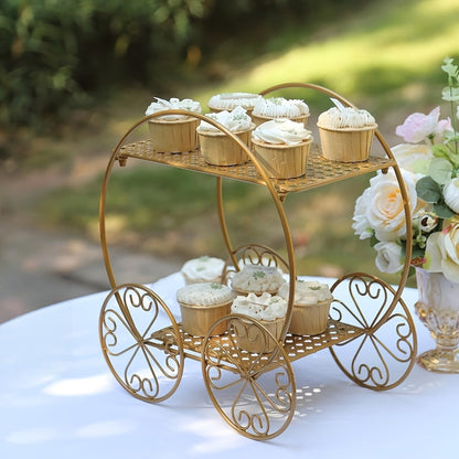 Cake Stand Pedestals Set of 3, Golden Metal Geometric Stackable Dessert Display with Square Plastic Top