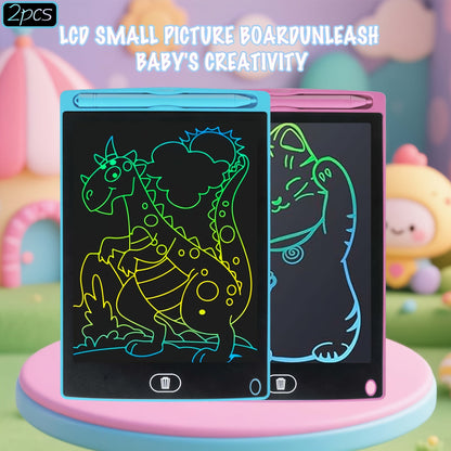 LCD Drawing Tablet with Stylus 2 Pack, 8.5 Inch Reusable Doodle Pad for Kids, Blue & Pink, Battery-Powered Educational Toy