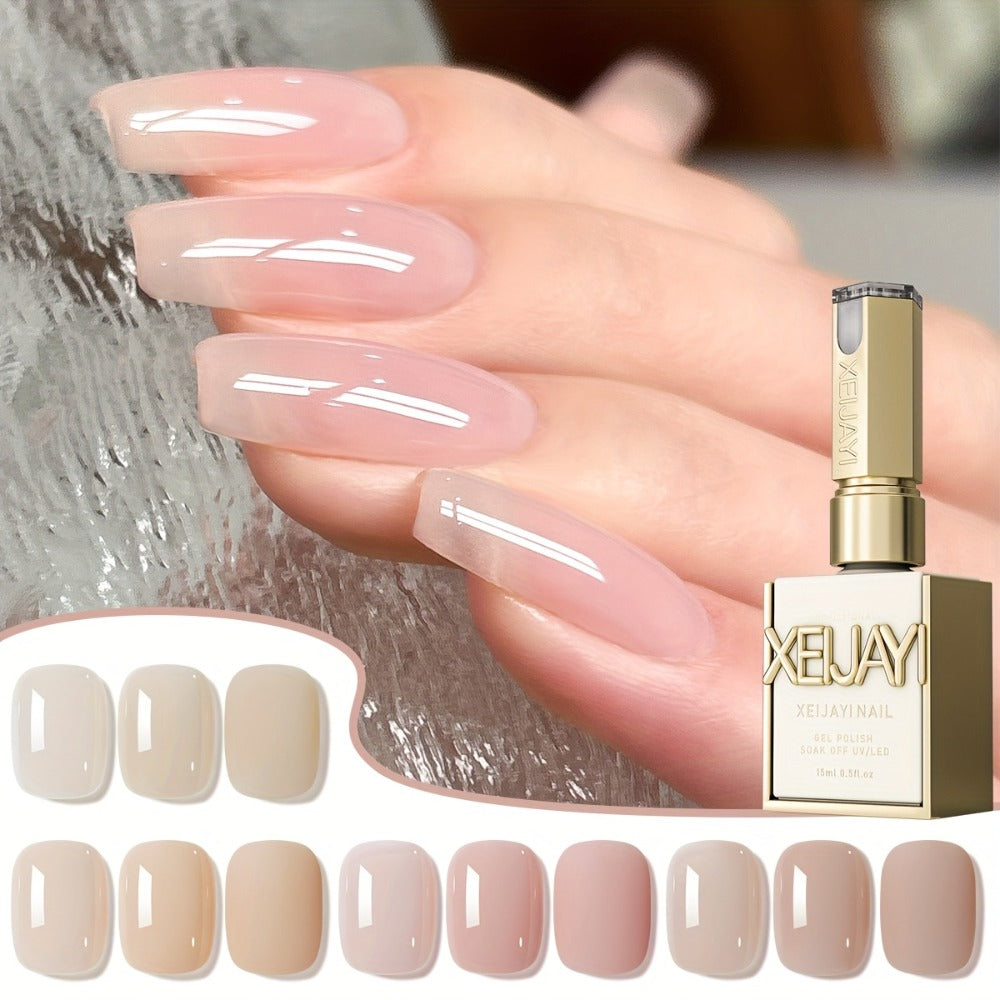 Gel Nail Polish 4-Piece Nude-Pink Frame-Bottle Set with Opaque Shades 05, 06, 08 and 17 for Manicures
