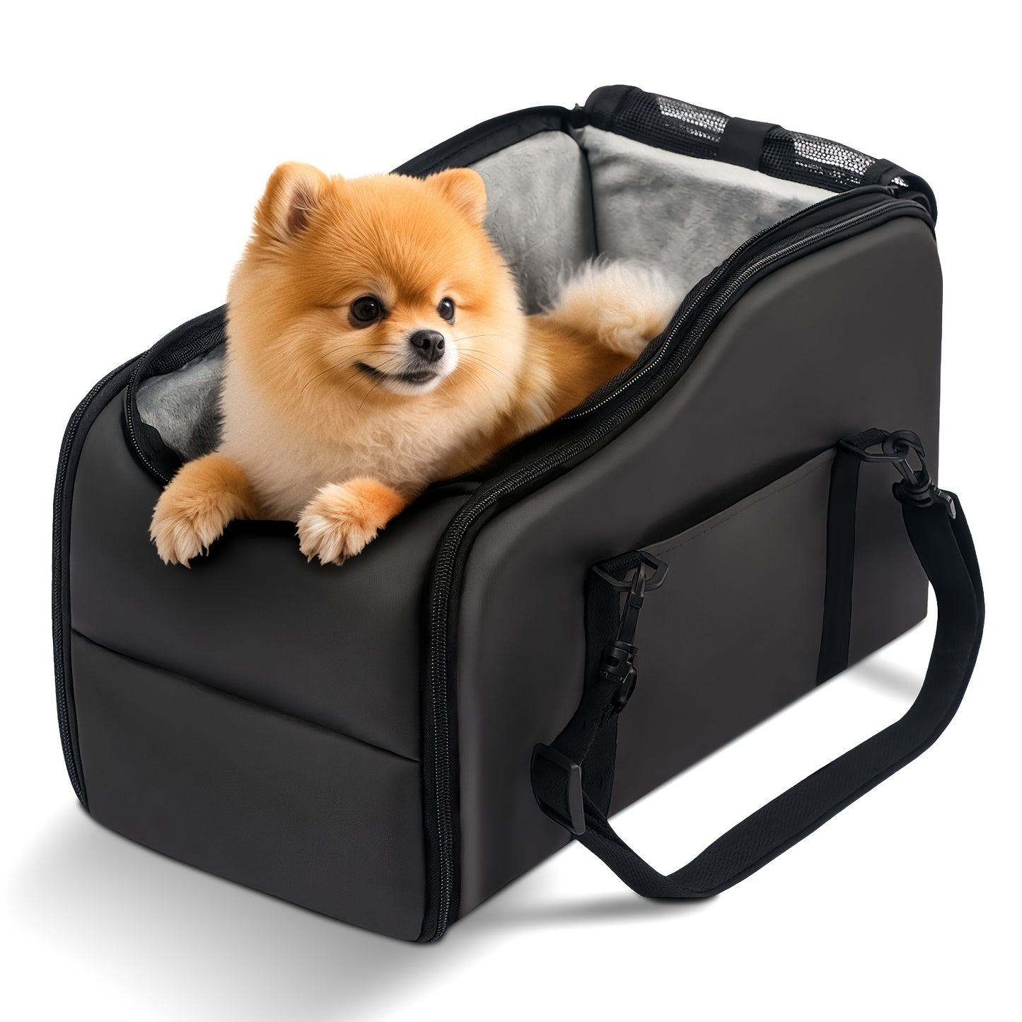 Dog Car Carrier & Center Console Pet Booster Seat with Safety Harness – Portable Travel Pet Bed Nest for Small Dogs & Cats