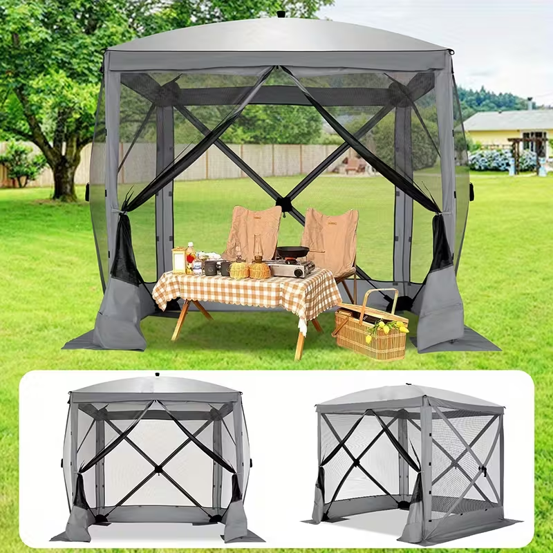 Pop Up Gazebo 8x8ft Mesh Screen Tent Portable Camping Garden Picnic for Garden, Patio and Yard Use