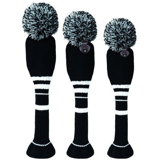 Knitted Golf Club Head Covers 3-Pack Set for Driver & Fairway Woods, Fits 460cc Drivers, Hook & Loop Closure Protective Headcovers for 1 3 5