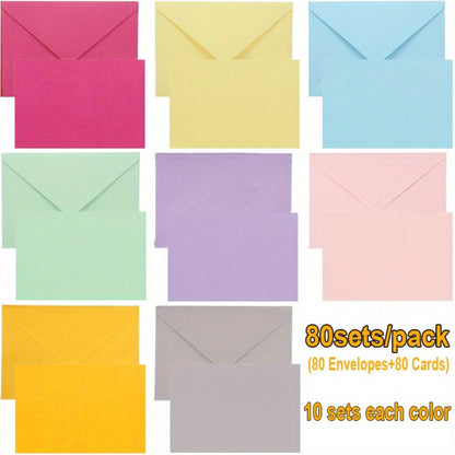 Blank Cards with Envelopes 4x6 Inch | 40 or 80 Sets Colorful Rainbow DIY Greeting Cards | Single Panel Holiday Christmas Birthday Note Cards