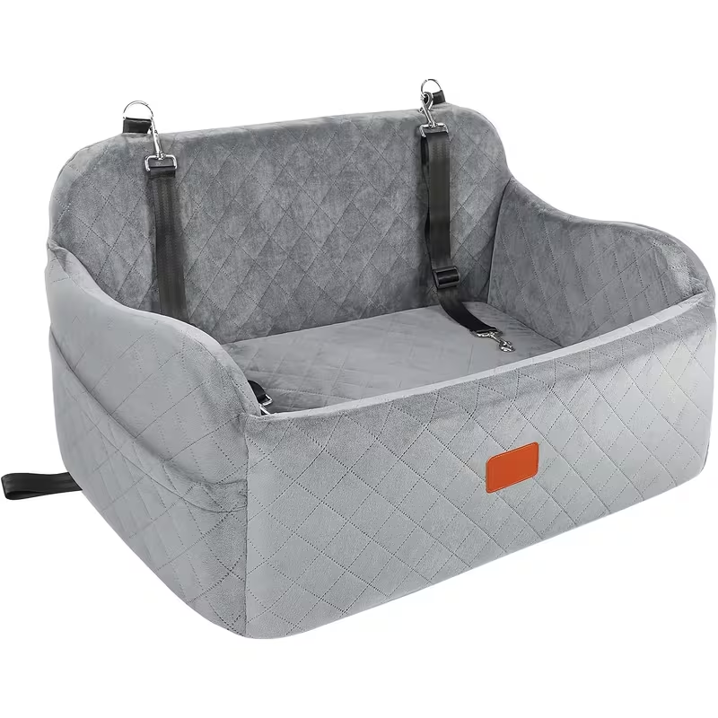 Dog Car Seat for Medium & Large Dogs | Memory Foam Pet Travel Car Bed with Seat Belt Pass-Through, Adjustable Straps