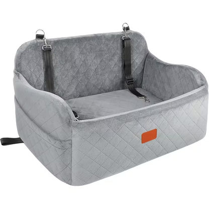 Dog Car Seat for Medium & Large Dogs | Memory Foam Pet Travel Car Bed with Seat Belt Pass-Through, Adjustable Straps