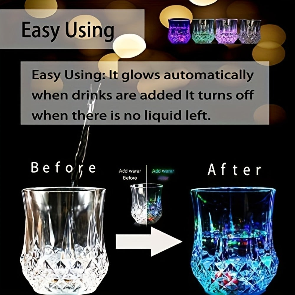 LED Light-Up Tumblers 12-Pack, 200 ml Color-Changing Party Cups Activated by Liquid for Bars, Birthdays and Celebrations