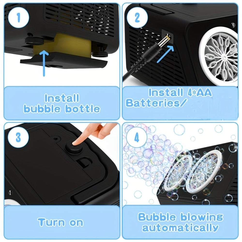 Electric Bubble Maker with 10X Bubble Solution, Dual Fan 20000+ Bubbles Per Minute Machine for Kids