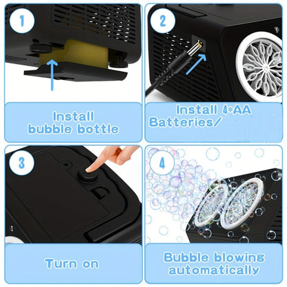 Electric Bubble Maker with 10X Bubble Solution, Dual Fan 20000+ Bubbles Per Minute Machine for Kids