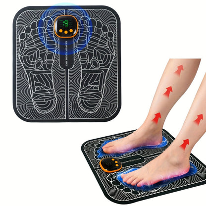 USB-Powered Foot Stimulation Mat with Eight Modes, Nineteen Levels and Foldable Black Pad Design