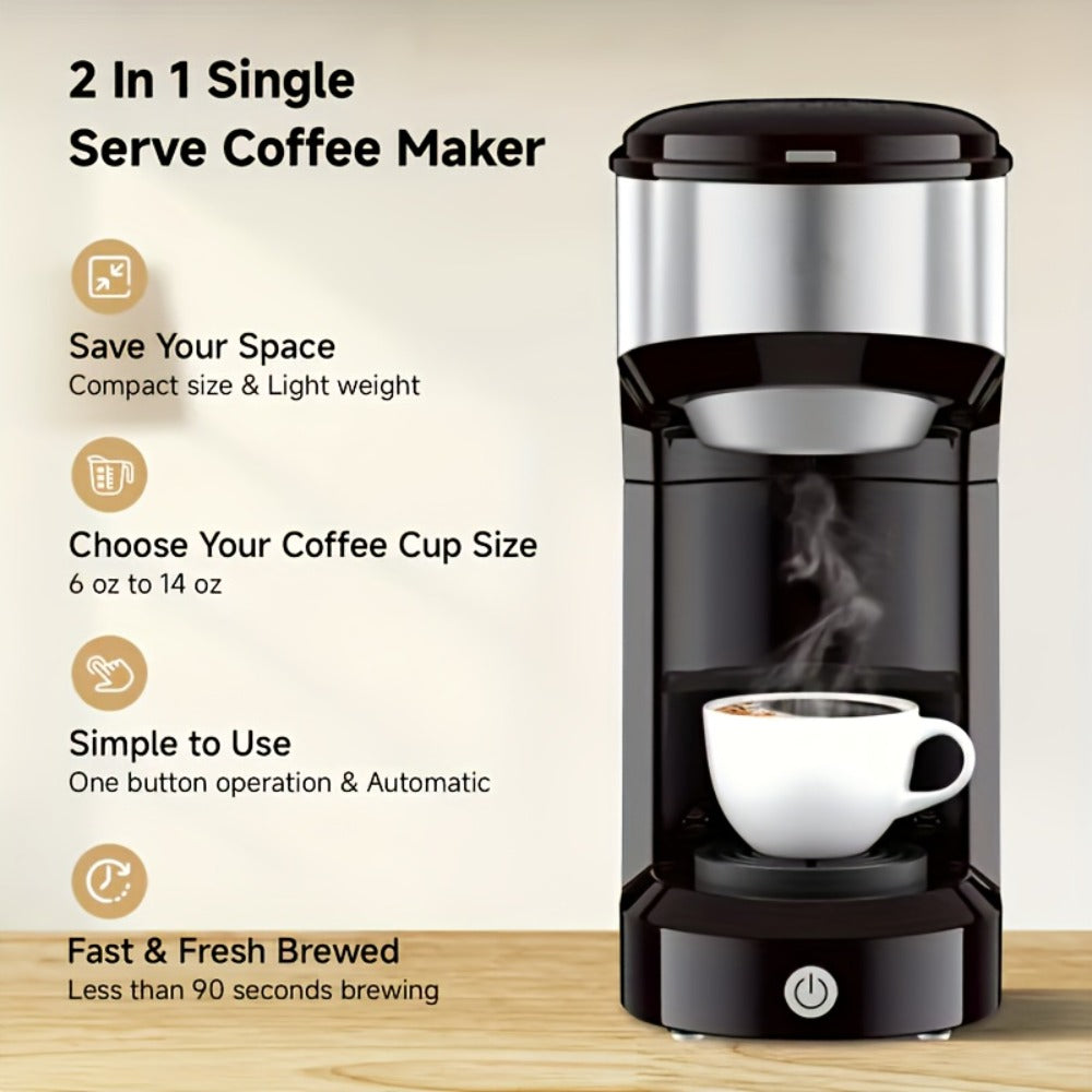 3-in-1 Coffee Machine Single Serve Brewer for K-Cup Pods Ground Coffee and Tea Compact with Reservoir for Kitchen Office Home Dark Blue