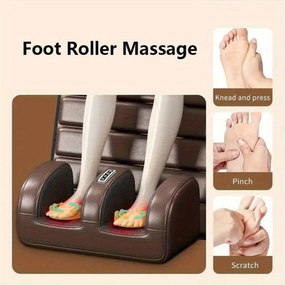 Full Body Heating Massager Set, PU Leather Massage Chair Pad with Neck Massager, Leg Massager, Lumbar Pillow & Headrest