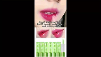 pH Color Changing Lipstick Aloe Squalane, Magic Green to Pink Formula, Glossy Lip Color, Personalized Shade Reactive Tint