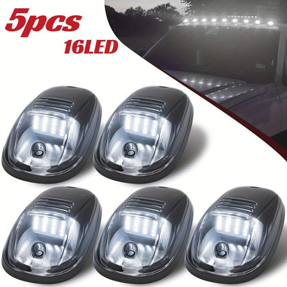 5pcs LED Cab Roof Marker Lights 16/24 LED 12V Super Bright UV-Resistant ABS Lens with Wiring Harness Kit for 2003-2018 Pickup Trucks 1500