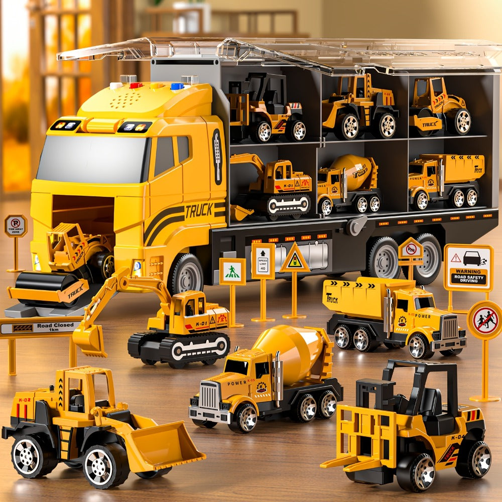 13-in-1 Construction Truck Vehicle Toy Set with Die-Cast Metal Cars & Play Mat with the Listed Color, Size or Set Options for Everyday Use