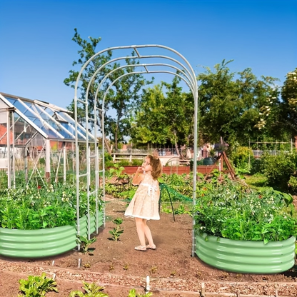 Raised Garden Bed with Trellis 90" Arched Galvanized Steel Planter Kit