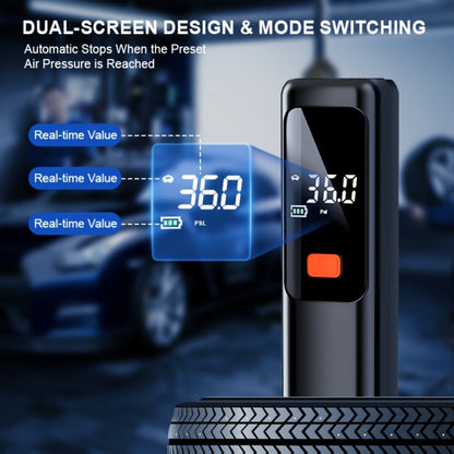 Portable Tire Inflator Wireless Air Compressor with Digital LED Display Auto Pressure Detection USB-C Rechargeable for Car Bicycle