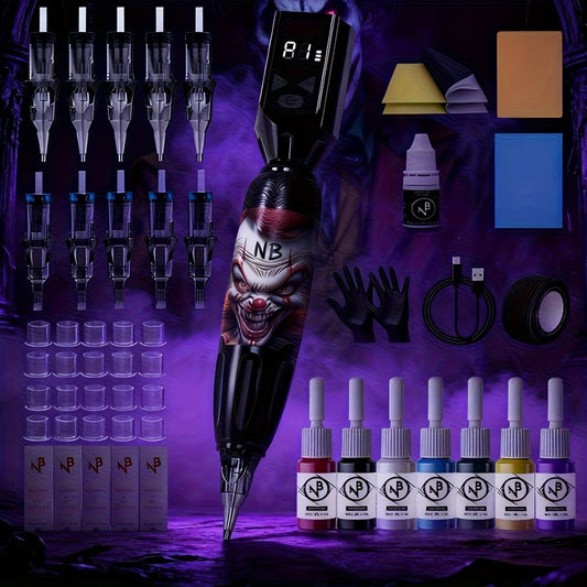 INKSOUL TM-81 Wireless Tattoo Kit Rotary Tattoo Pen with LCD Screen 1100mAh Battery for Temporary Body Art, Festivals and Costumes