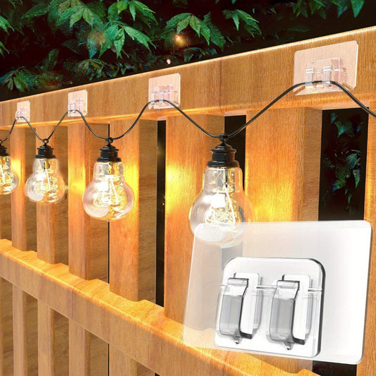 Adhesive Hooks for Outdoor String Lights - No-Damage Clips for Christmas Patio Garden Balcony Decor (40/80/160/250/400pcs)