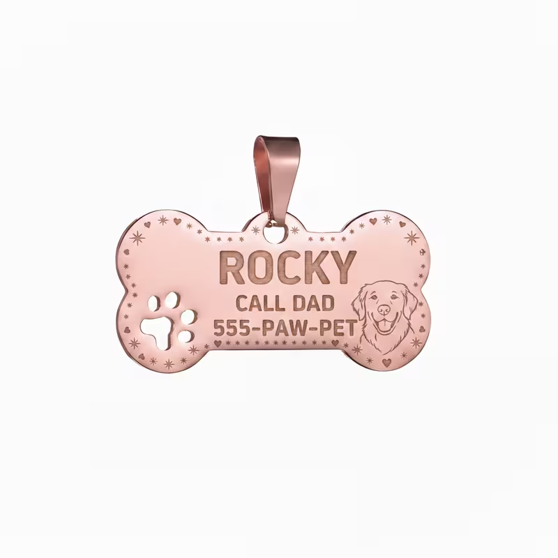 Custom Dog Collar Cuban Chain with Engravable Pet ID Tag – Personalized Name & Phone Number Plate for Small Medium Large Dogs & Cats