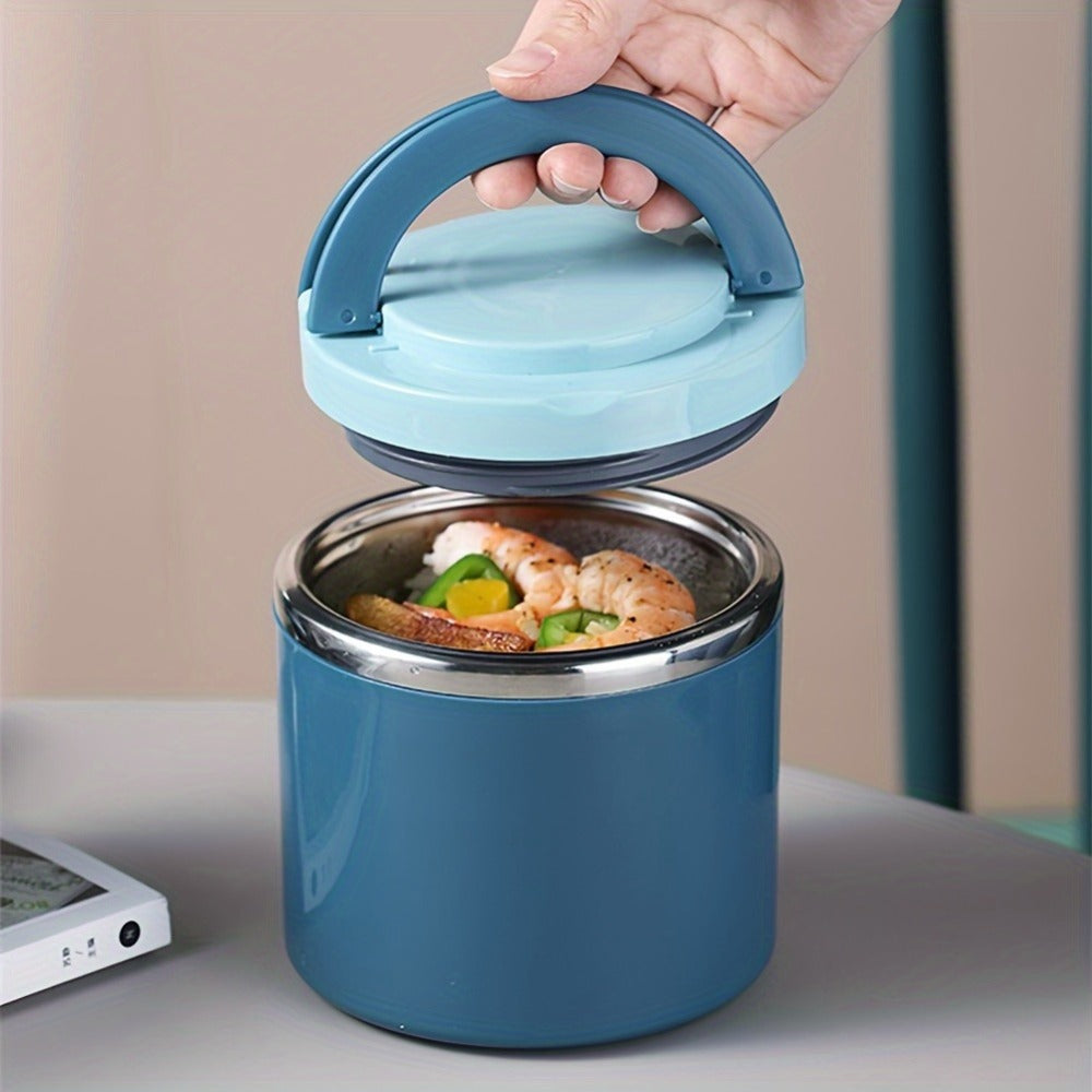Stainless Steel Lunch Box 630ml Leakproof Stackable Thermal Bento Box with Handle 304 Steel Heat Cold Insulation Container for School Office